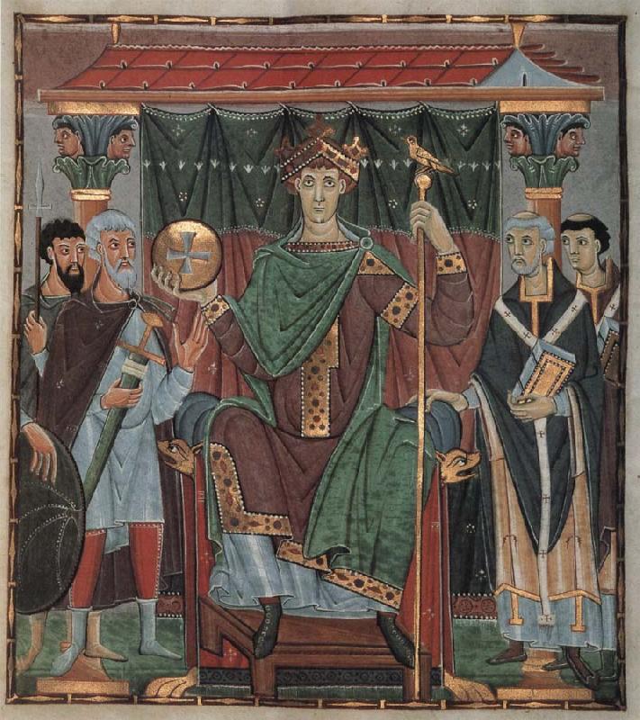 Ottonisch Reichenau Otto III,thronend,Evangeliar Otto III Sweden oil painting art